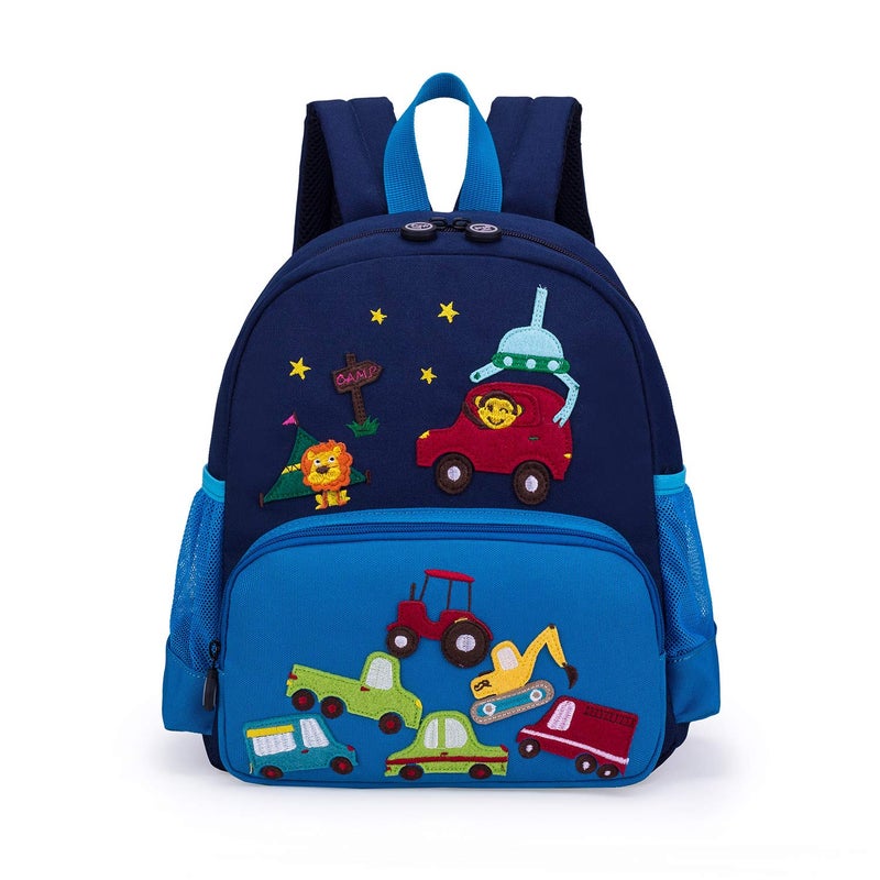 willikiva Cute Zoo Little 3d Backpack Kids Backpack for Boys and Girls Toddler Backpack Waterproof Preschool (Blue Car) - Image 1
